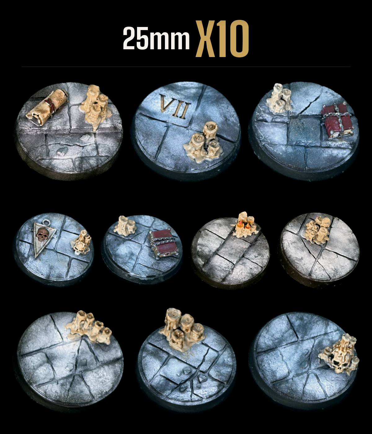 25mm — Pack of 10 scenic resin base — Temple