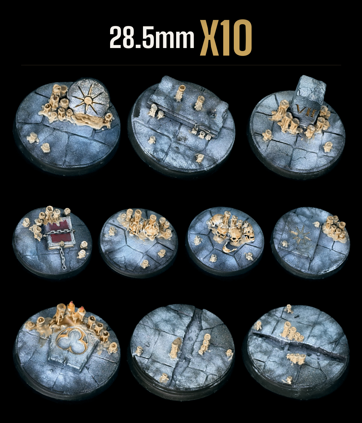 28.5mm — Pack of 10 scenic resin base — Temple