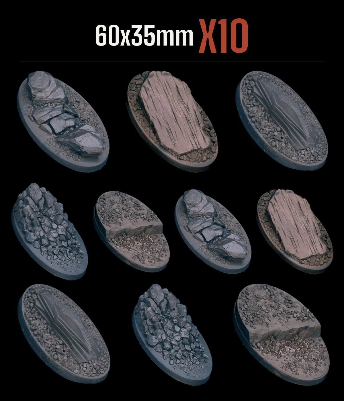 60x35mm — Pack of 10 scenic resin base — RockyTerrain