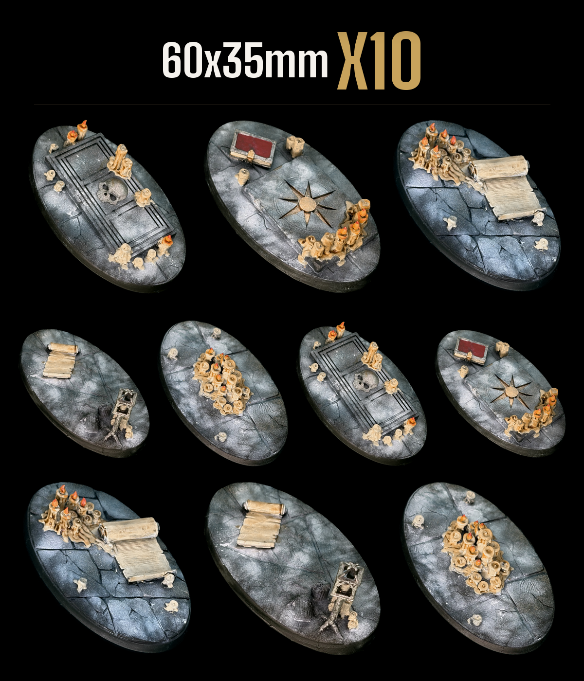 60x35mm — Pack of 10 scenic resin base — Temple