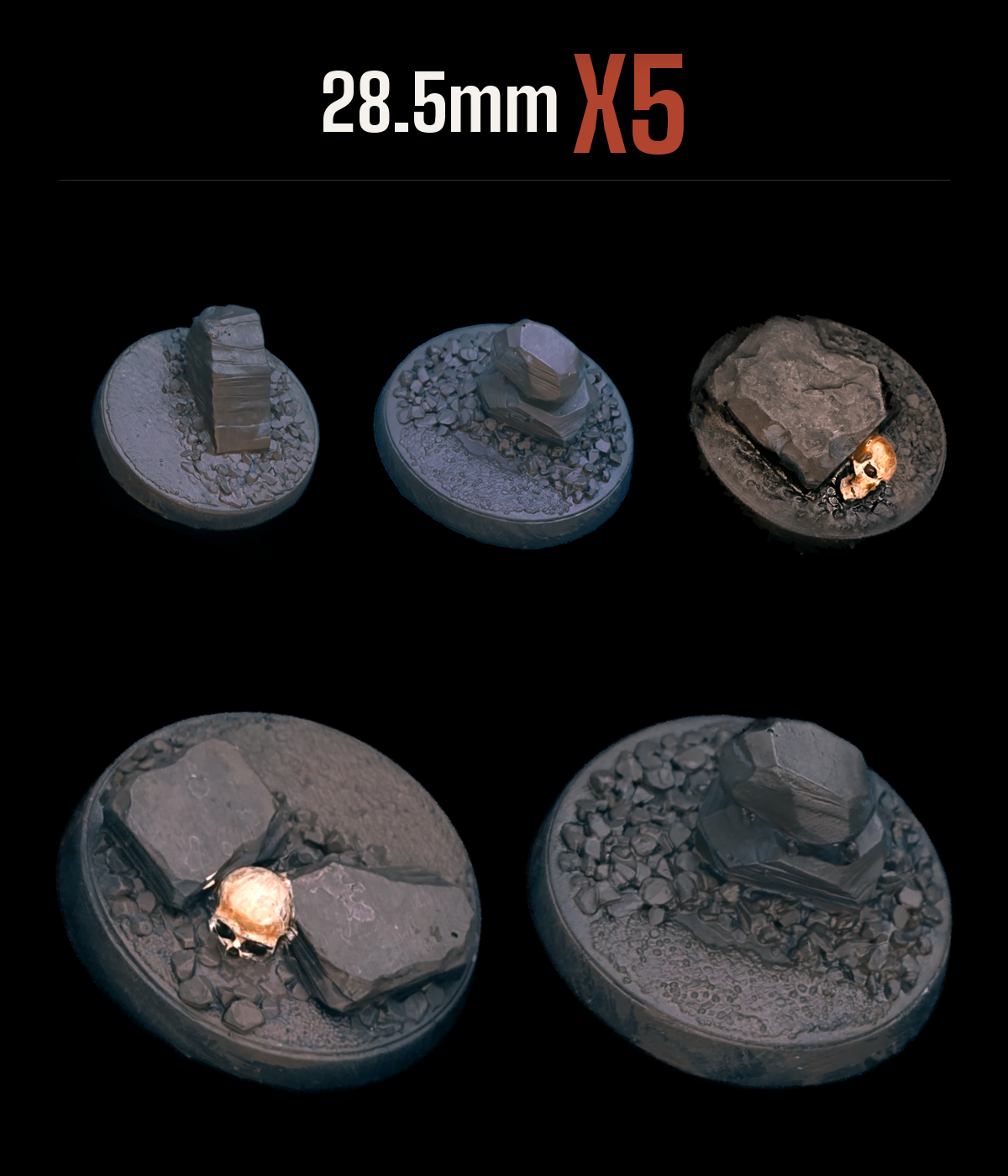 28.5mm — Pack of 5 scenic resin base — RockyTerrain