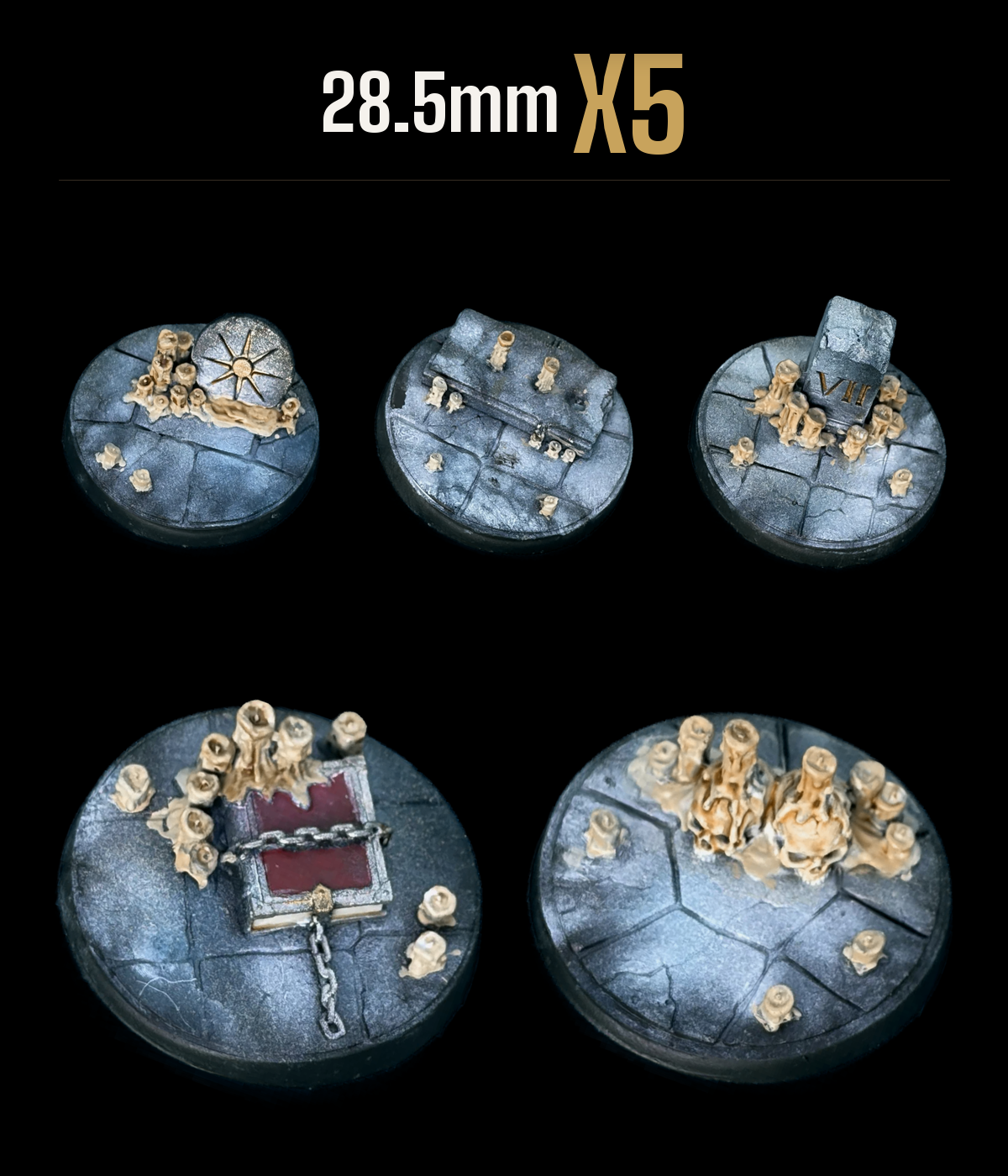 28.5mm — Pack of 5 scenic resin base — Temple