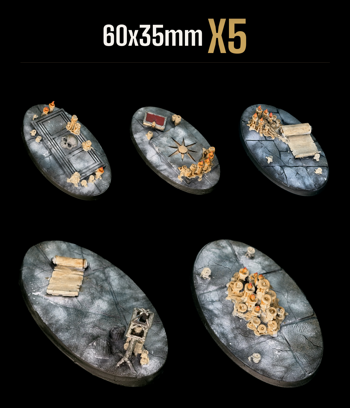 60x35mm — Pack of 5 scenic resin base — Temple