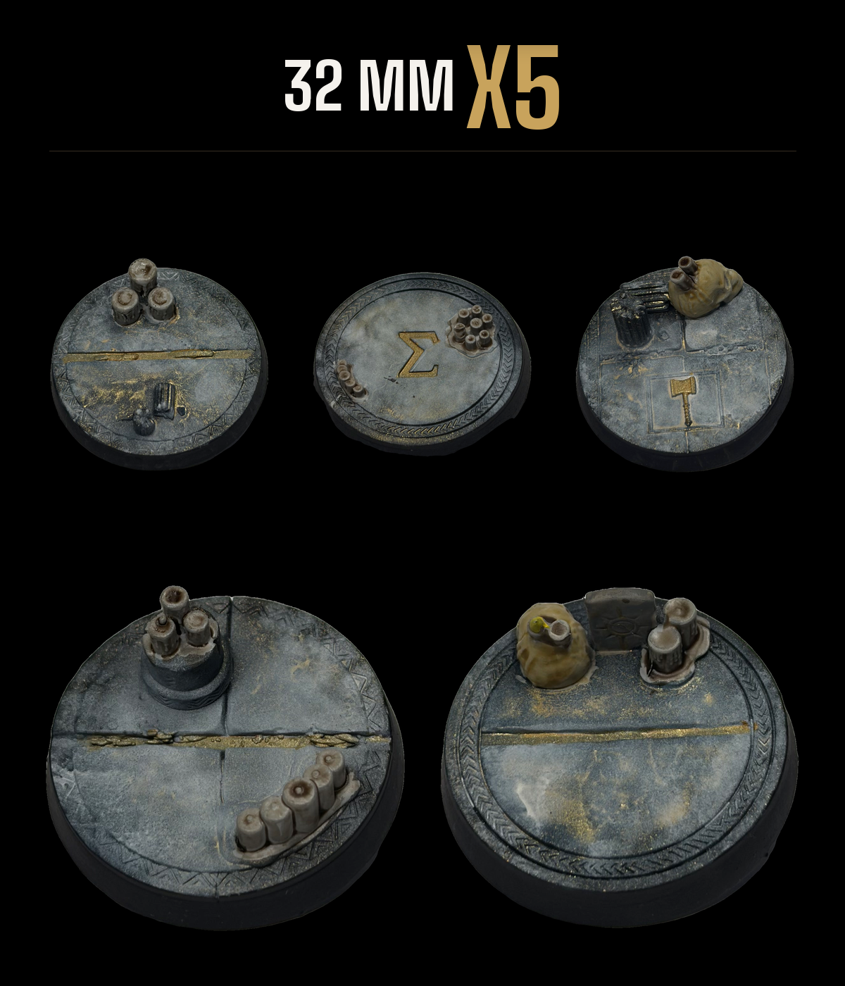 5x 32mm Temple scenic resin base — pack of 5 option A