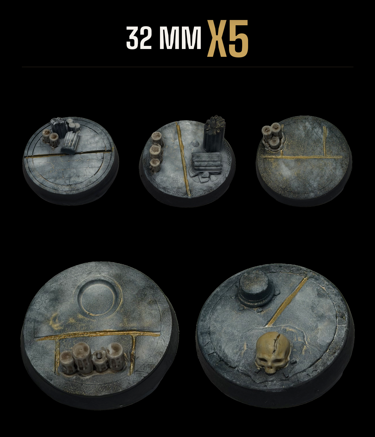 5x 32mm Temple scenic resin base — pack of 5 option B